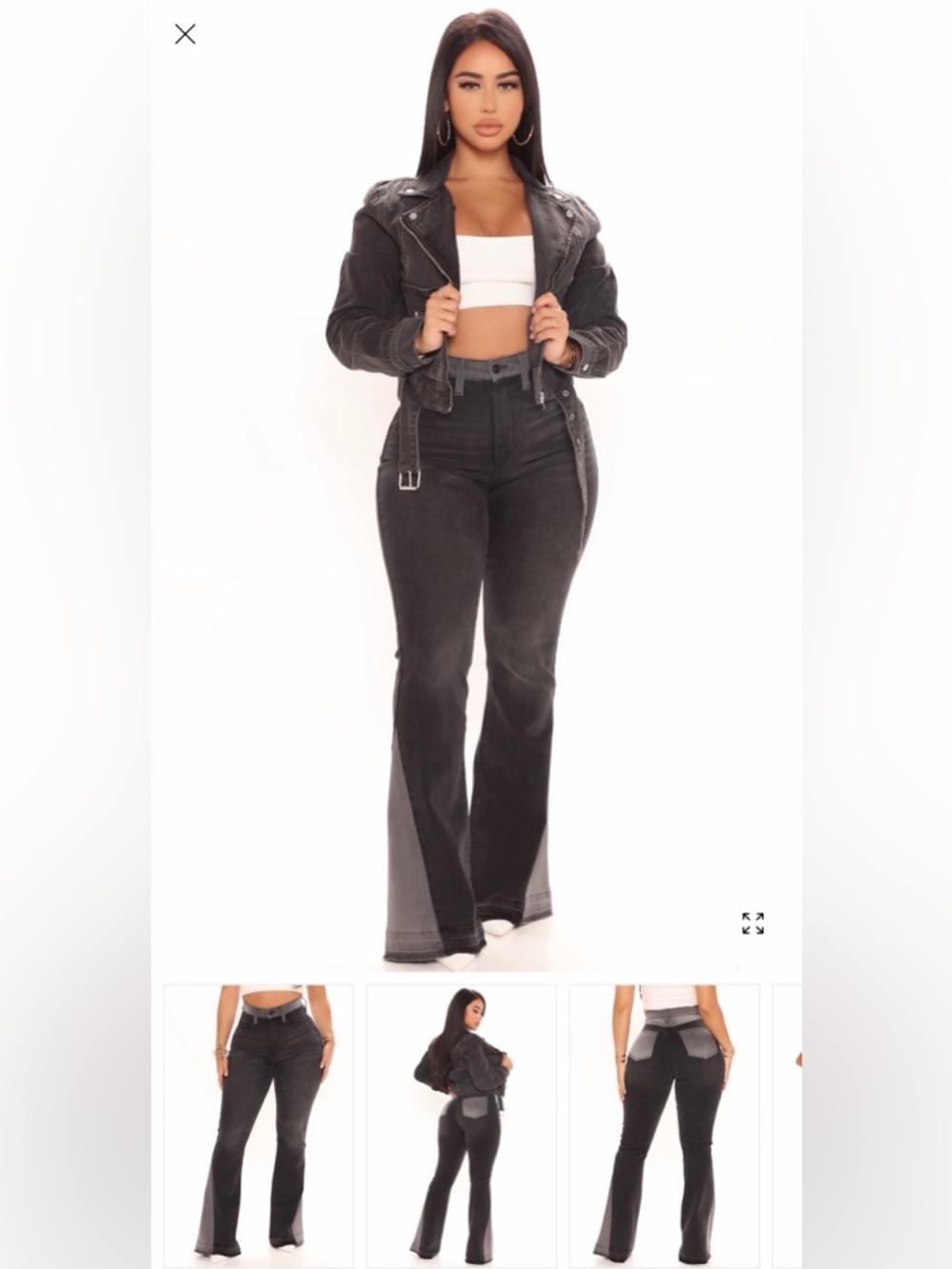 Fashion Nova black And Gray Flare Jeans